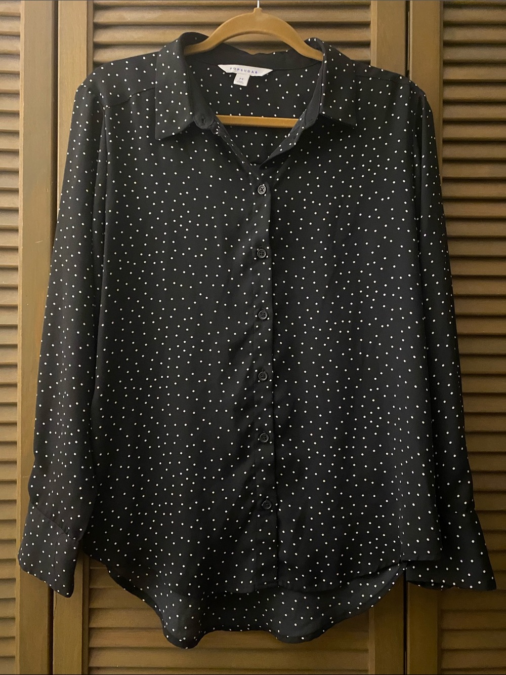 POPSUGAR Black Polka Dot Blouse